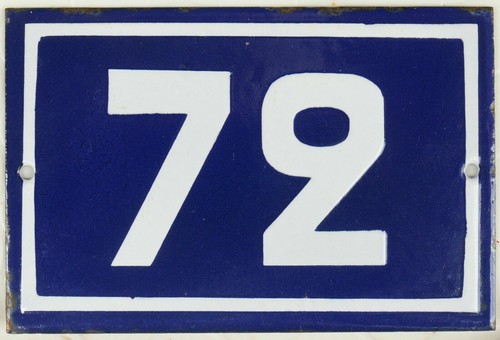 Old blue french house number - old,