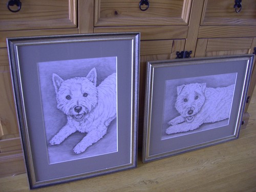 Vintage framed terrier - vintage,