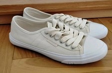  SUPERDRY Low Pro Canvas Trainers Pumps Sneakers Oatmeal UK Size 4 NEW