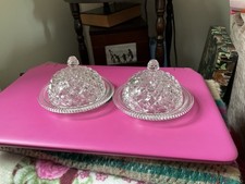 Pair  Vintage Presssed Glass