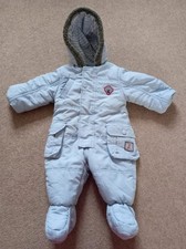 Jasper Conran Junior J  Age 6-9 Months Padded Cosy Snowsuit/Pramsuit Light Blue.