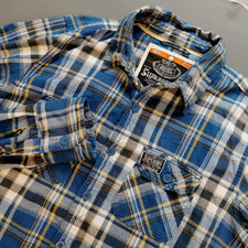 SUPERDRY Lumberjack MILLED FLANNEL TIMBER CHECK LONG SLEEVE shirt blue Large