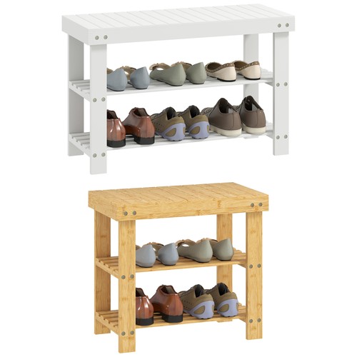 Homcom bamboo shoe bench - homcom,