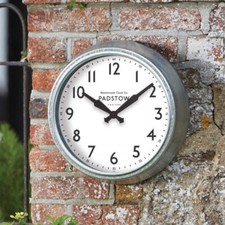 Garden Wall Clock Silver Outdoor Home Decoration Wall Hanging Weatherproof 38cm