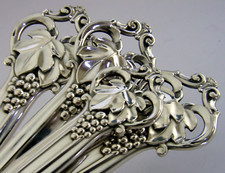 STUNNING LARGE DANISH 1948 SOLID SILVER HANDLED SERVING SET SERVERS 10.5inch
