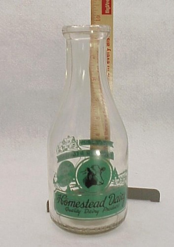 Milk bottle quart homestead - milk,