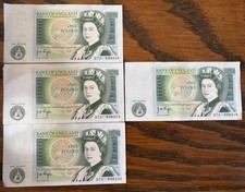 One pound notes, British, x4