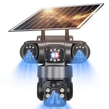 4G SIM 16MP Quadruple Lens Solar Security Camera 10X Zoom PTZ IP CCTV Outdoor