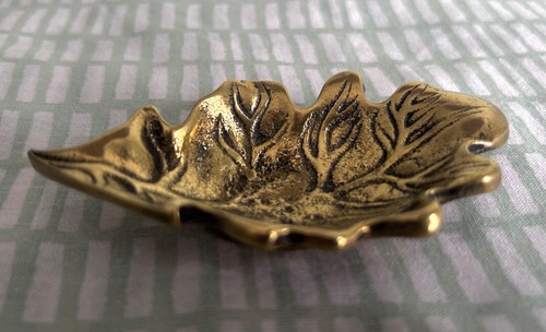 Vintage brass oak leaf trinket - vintage,