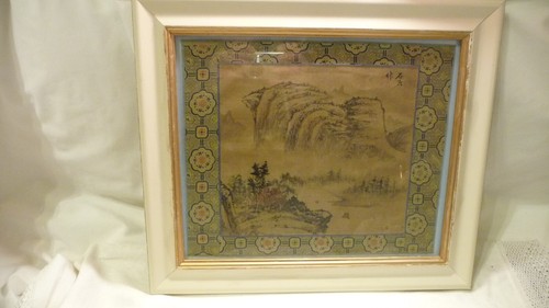 Vintage chinese silk landscape - silk,