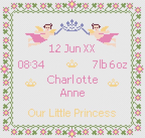 Cross stitch birth sampler - birth, kit