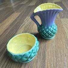 Vintage Govancroft Highland Ware Porcelain Sugar Bowl & Jug,Scotland Art Deco