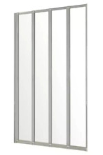 3mm 4 Fold Bath Screen Silver | Folding Shower Screen Toughened Glass Space