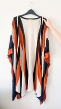 H&M Xs/S Stripe Black Rust And Cream Cape Poncho