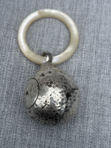 Silver baby rattle and - silver,
