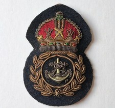 Vintage Royal Navy Chief Petty Officer's Cap Badge with Original Maker's Tag