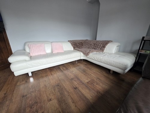 Italian white leather corner - white,