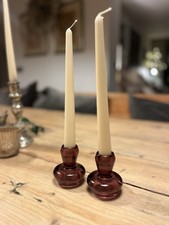 2 burgundy glass candlestick