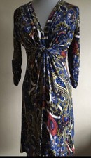 blue patterned 1/2 sleeve dress size S/M