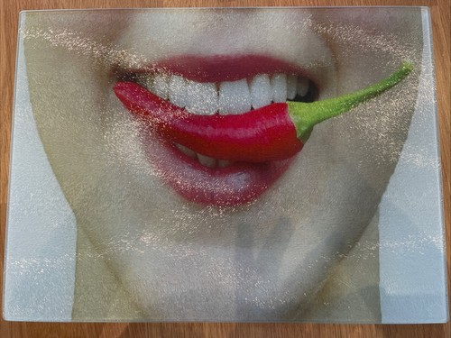 Glass chilli chopping board - glass,