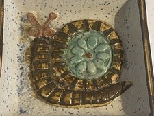 Unique Vintage Raised Snail Design Studio Pottery Trinket Dish Square.10x10cm