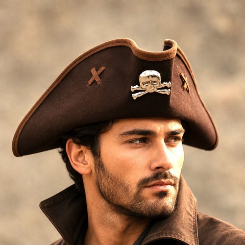 Leather pirate tricorn - leather,