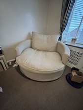 Large Swivel Round Cuddle Chair in cream. Used handful of times is beautiful 