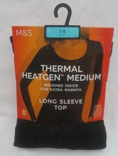 LADIES MARKS & SPENCER BLACK GLITTER THERMAL HEATGEN EXTRA WARMTH TOP SIZE 14