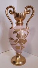 Antique C1892 Royal Crown Derby Salmon Gilt Amphora Vase Minton Royal Worcester 