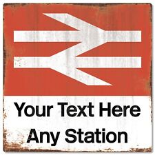 Station Sign rail Train  Gift Personalised British Railway