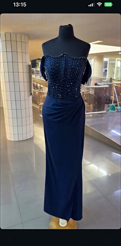 Navy blue satin - satin, off
