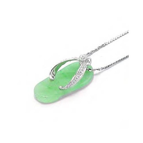 Jade shoe pendant sterling - in,