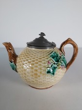 Antique Victorian Majolica Teapot (For Display Purposes Only)