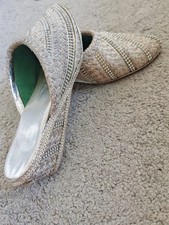 Hand Made Moroccan Shoes Grey silver Wide Fit 40 6.5 Soft Leather With Grip Sole