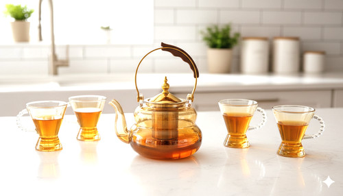 Amber glass gourd - glass, tea