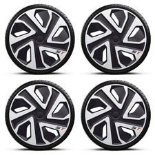 Wheel Trims 15" Black Silver ST Hub Caps Covers x4 Fits Vauxhall Zafira