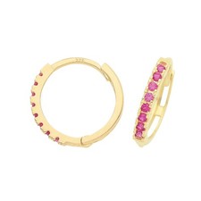 9ct Yellow Gold Ruby Hoop