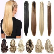 Mega THICK Real Claw Clip In Hair Extension Ponytail As Human Natural Curly UK