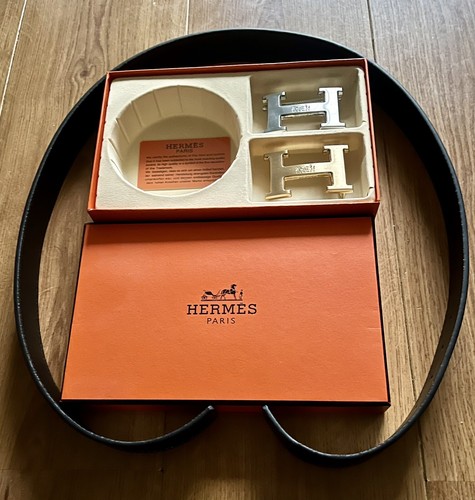 Hermes black belt with gold - hermes,