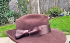  BHS Hat Trilby Brown Bow