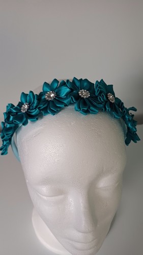 Turquoise satin diamante - turquoise,