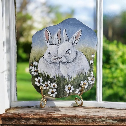 Hand painted stone original - hand,