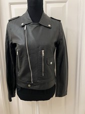 Stunning women’s black biker jacket size S-M High Quality Faux leather material