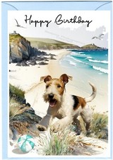 Wire fox terrier dog - wire, (4"x