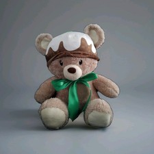 CLINTONS  CHRISTMAS TEDDY BEAR WEARING A  XMAS PUDDING HAT 13”