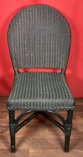 Andy Thornton Woven Cane Dining Accent Chair Rattan Dark Green