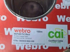 Webro WCF100 Black PVC Cable - 100m Coaxial Tv Satellite 