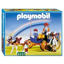 VERY RARE COMPLETE Vintage Collectable Playmobil 3117v1 Horse & Buggy From 2001!