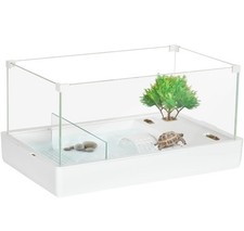 PawHut Turtle Tank, Glass Tank w/ Basking Platform, Reptile Habitat