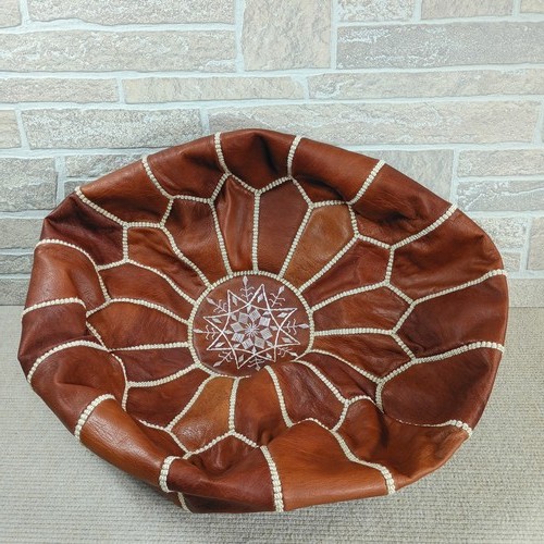 Moroccan leather pouf - leather,